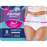Always Discreet Incontinence Underwear Super Night Pant L 8 Pack